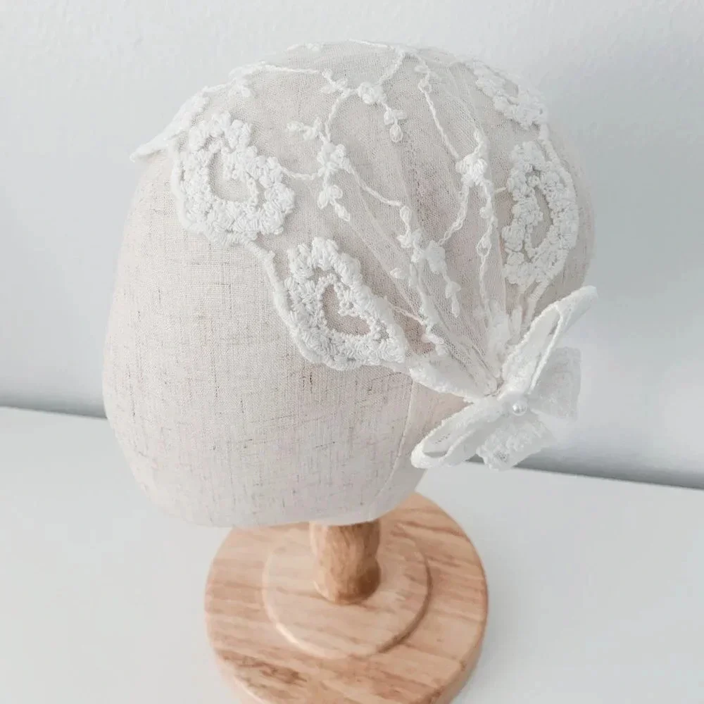 NWT Vintage Baby & Toddler Girls Headband Floral Lace Embroidery Boho Head Scarf